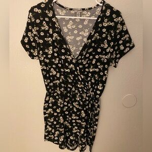 J for Justify Black and White Floral Wrap Jumpsuit